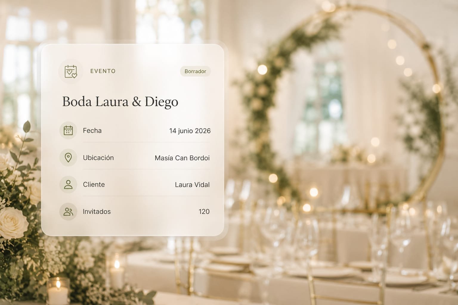 Ficha del evento creado en Gestiba