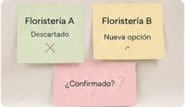 Notas adhesivas con cambios de proveedor