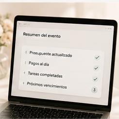 Resumen del evento en el portátil