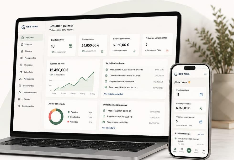 Gestiba en portátil y móvil