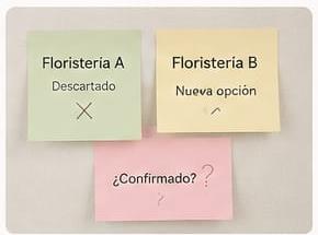 Notas adhesivas con cambios de proveedor